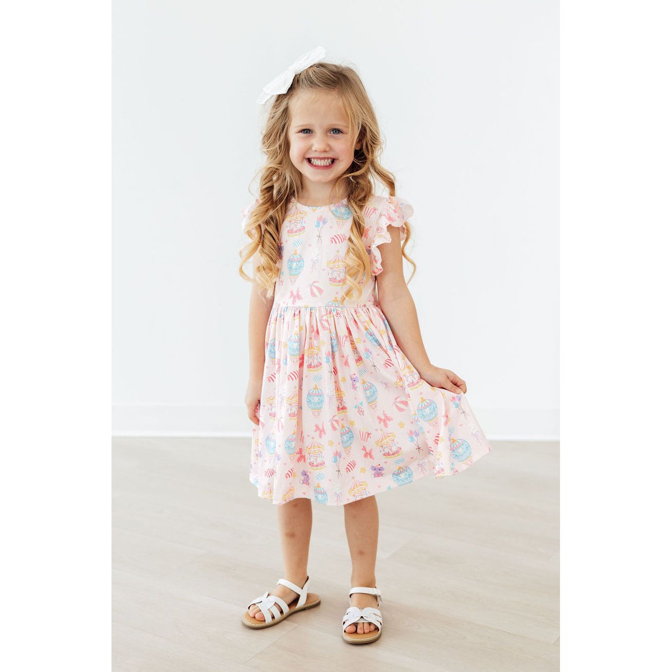 Off to the Circus Flutter Sleeve Twirl Dress
