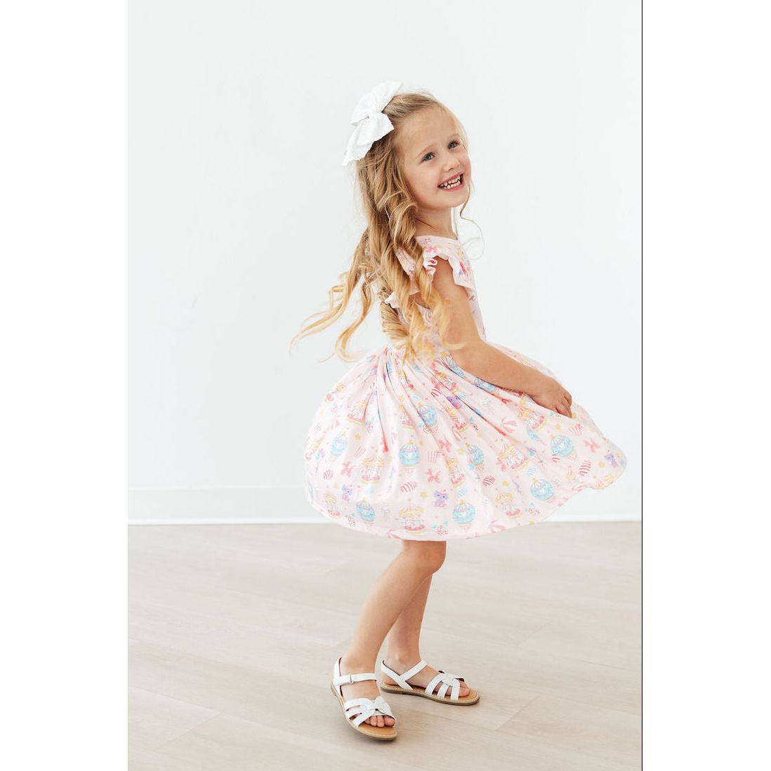 Off to the Circus Flutter Sleeve Twirl Dress