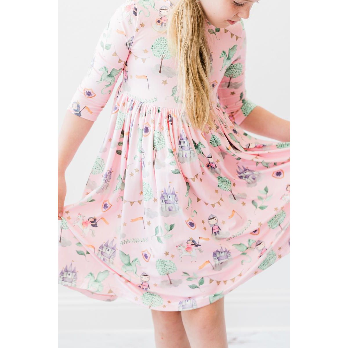 Once Upon a Time 3/4 Sleeve Pocket Twirl Dress