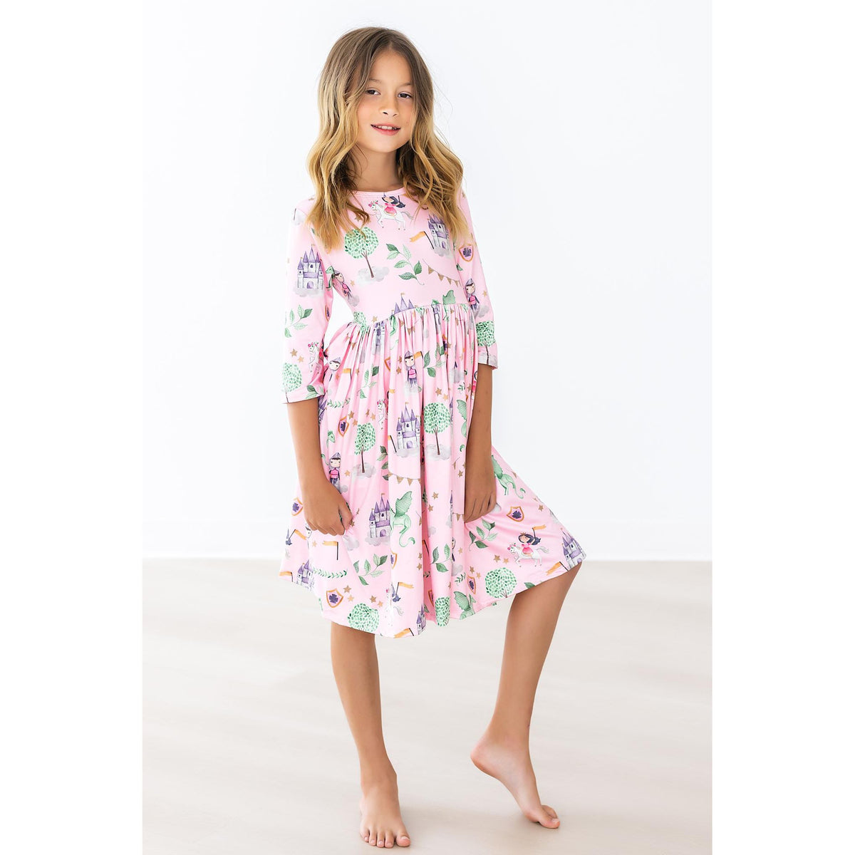 Once Upon a Time 3/4 Sleeve Pocket Twirl Dress