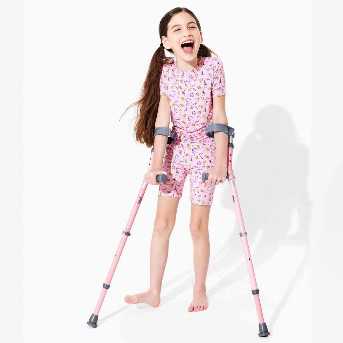 Milk &amp; Cookies Pink Bamboo Kids Pajama Short Set