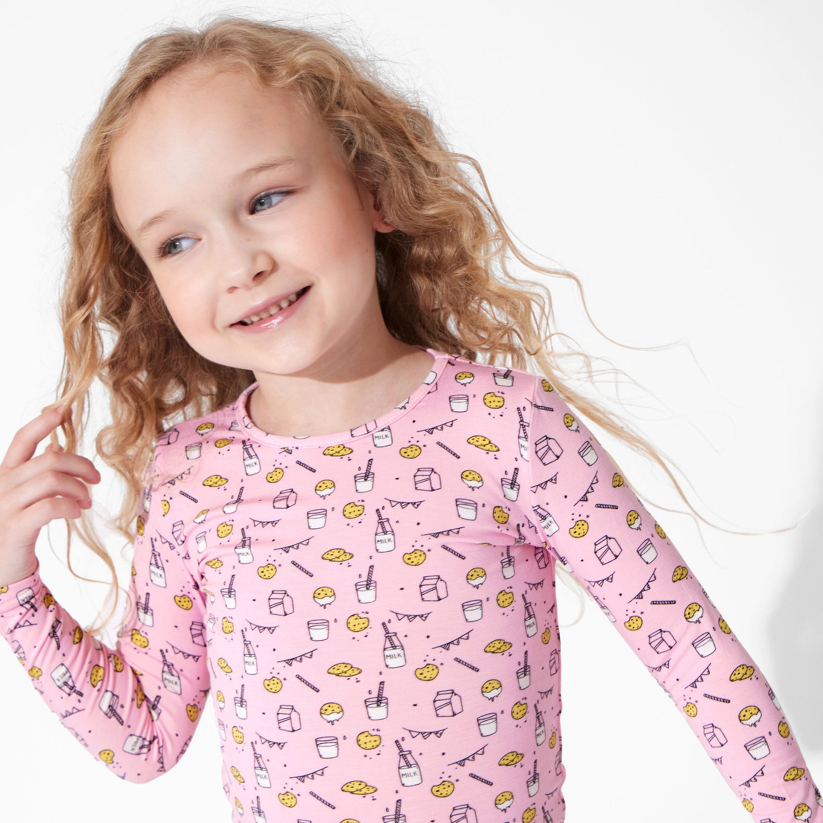Milk & Cookies Pink Bamboo Kids Pajamas