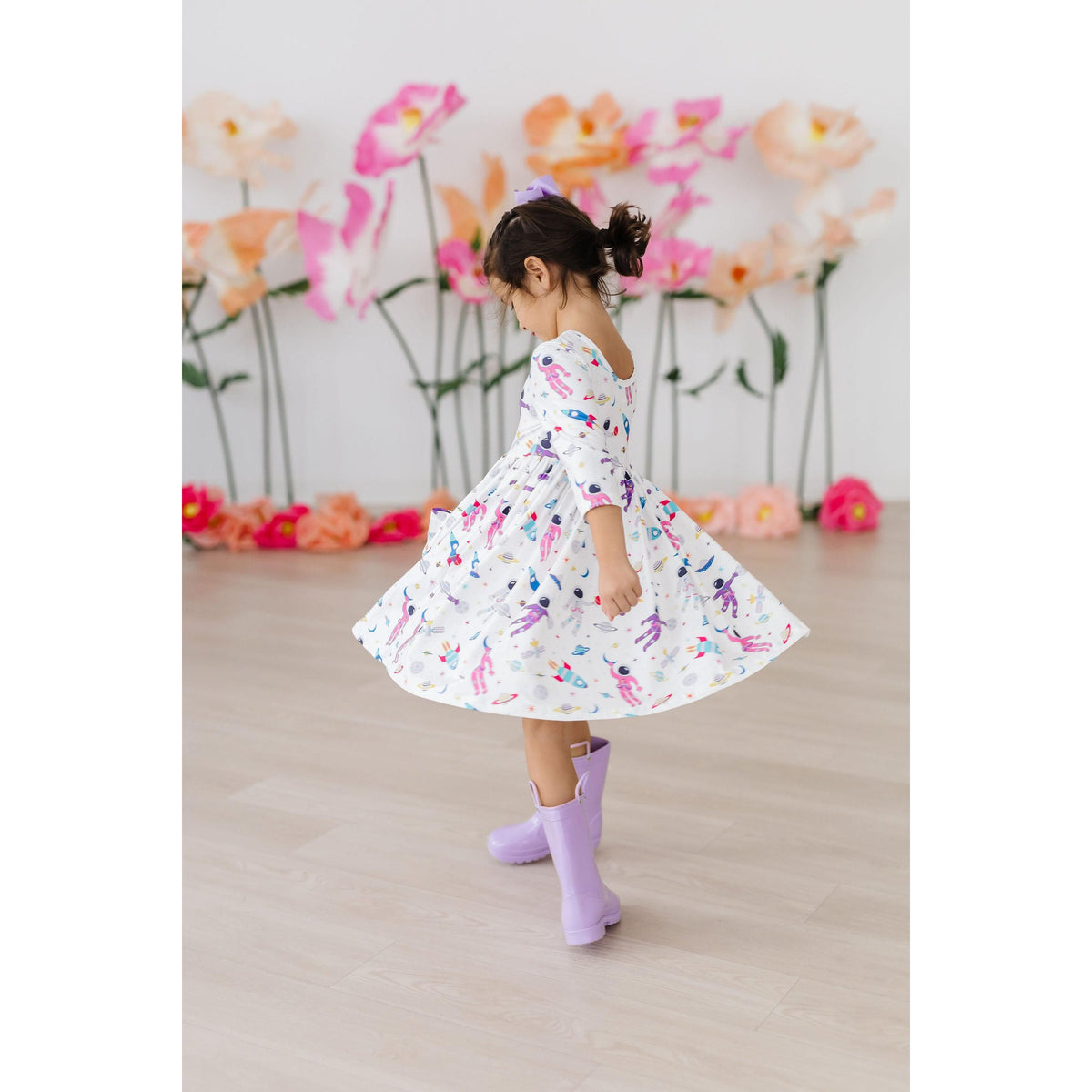 Out of this World 3/4 Sleeve Pocket Twirl Dress