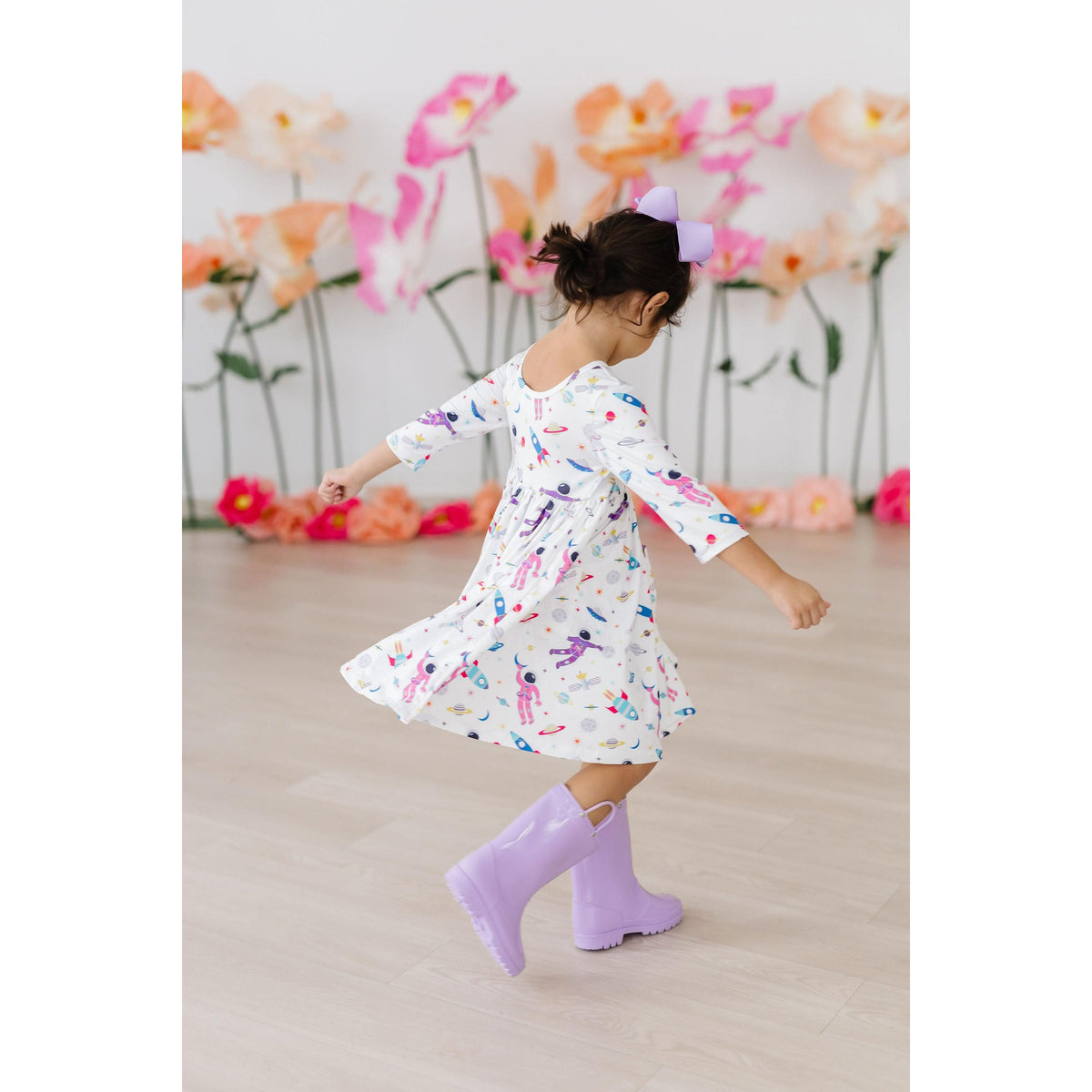 Out of this World 3/4 Sleeve Pocket Twirl Dress