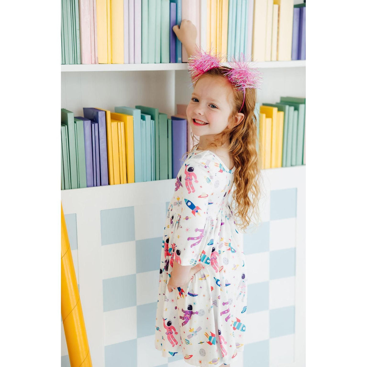 Out of this World 3/4 Sleeve Pocket Twirl Dress