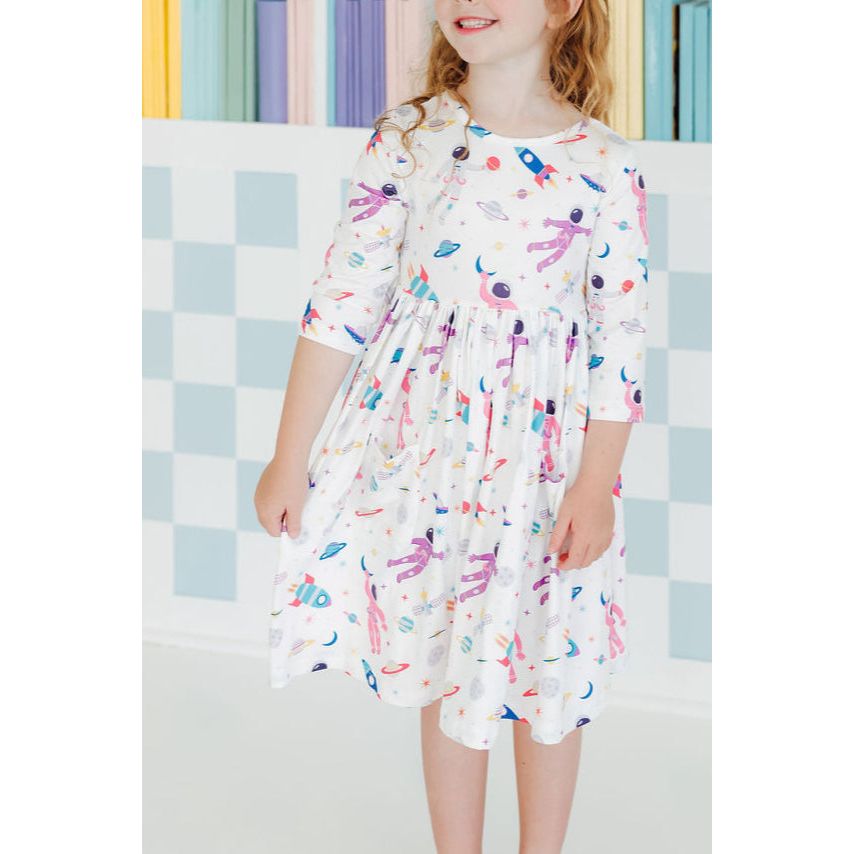 Out of this World 3/4 Sleeve Pocket Twirl Dress