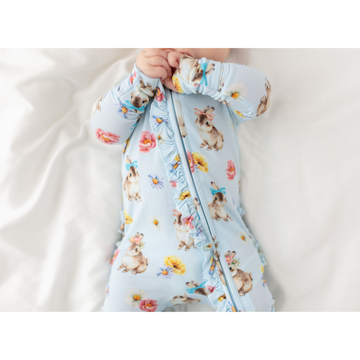 tinsley jane | footie ruffled zippered one piece