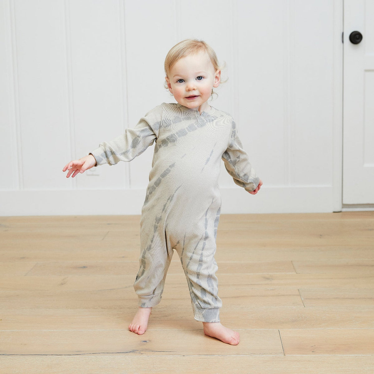 Ribbed Tie Dye Henley Romper