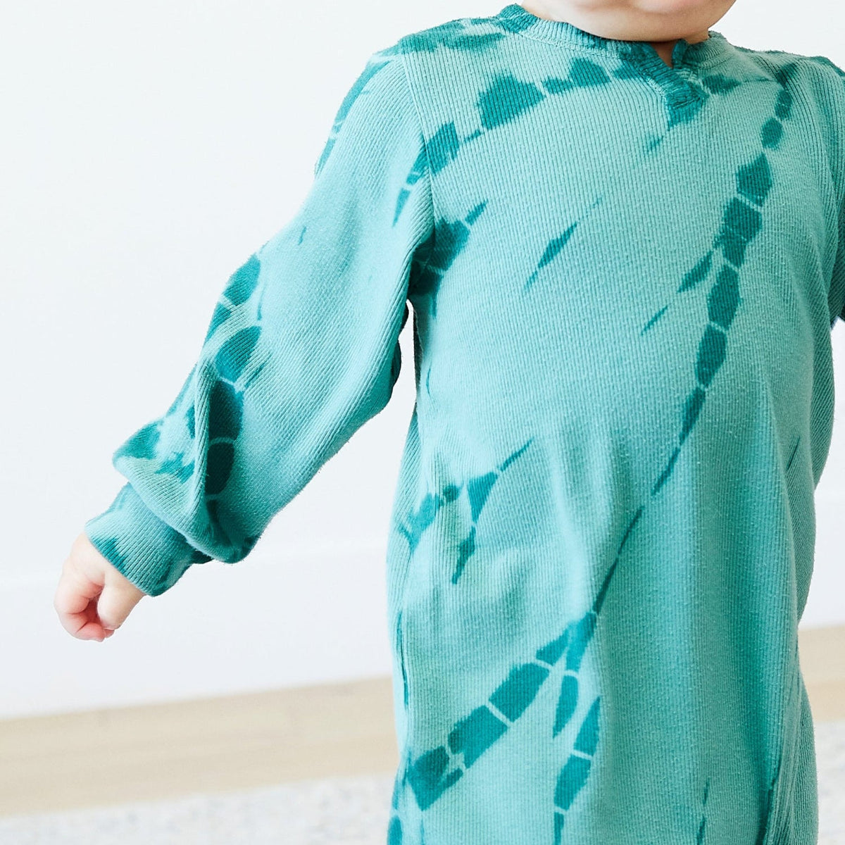 Ribbed Tie Dye Henley Romper