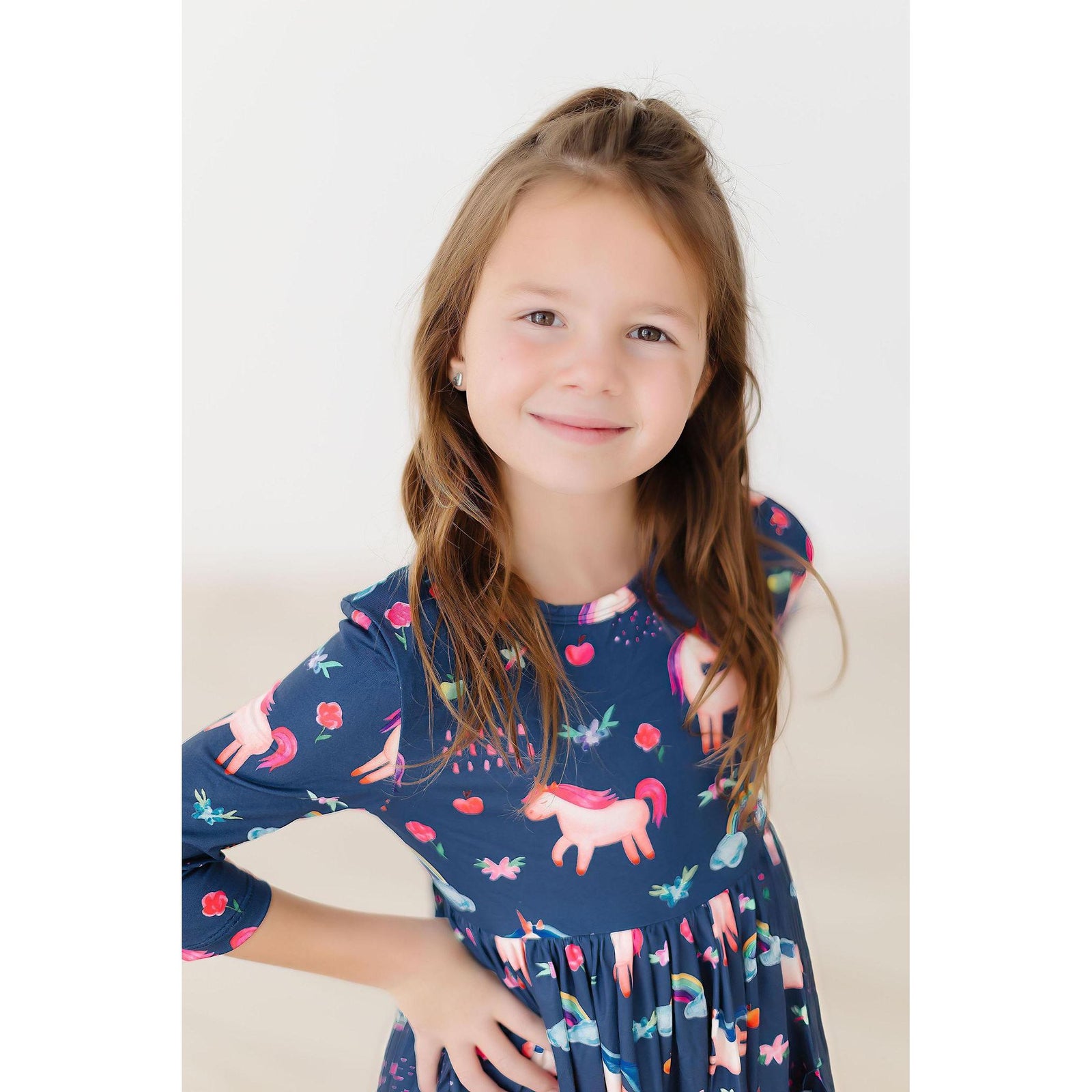 Painted Skies 3/4 Sleeve Pocket Twirl Dress