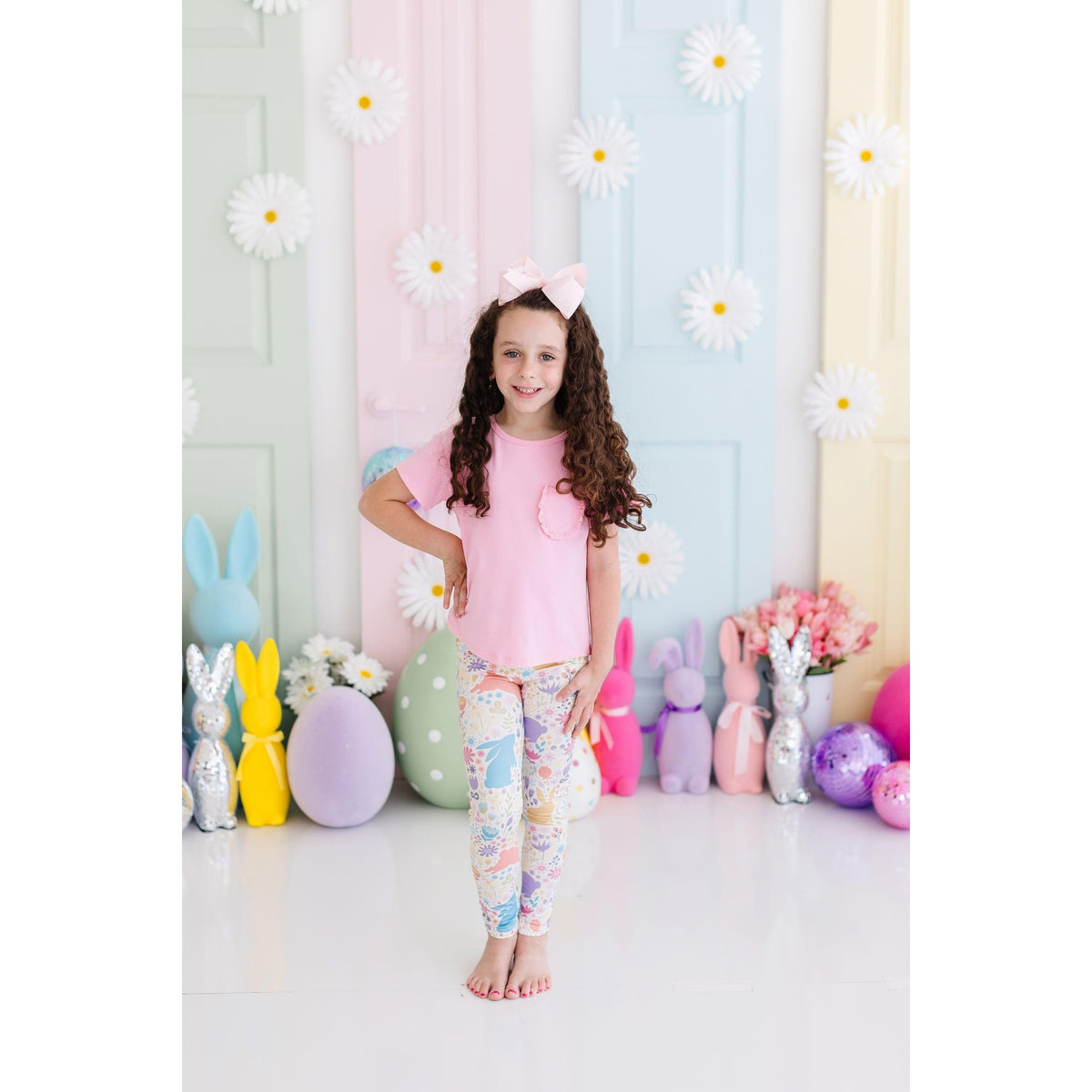 Pastel Floral Bunnies Leggings