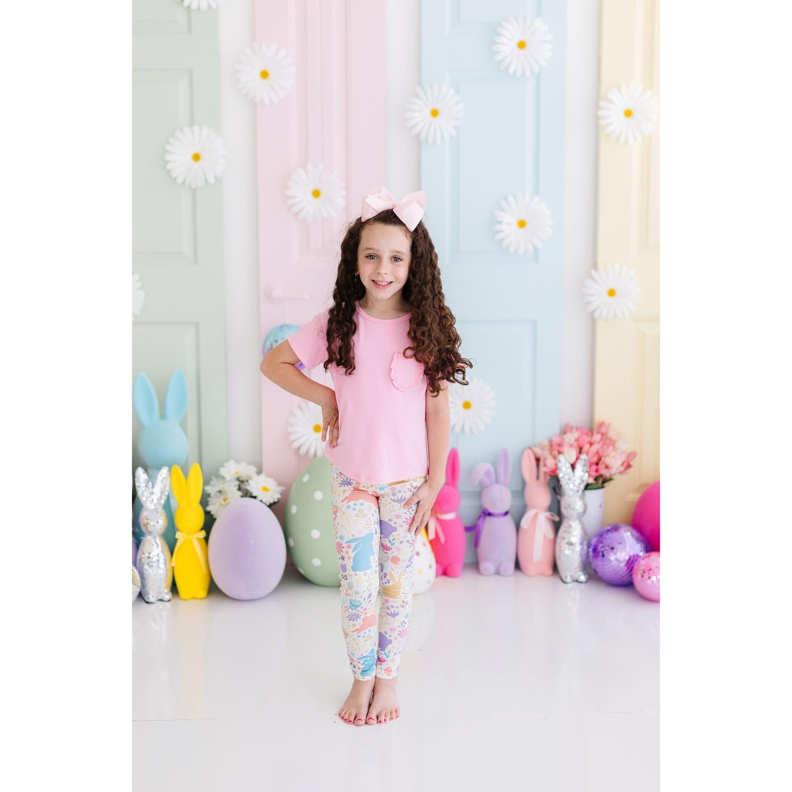 Pastel Floral Bunnies Leggings