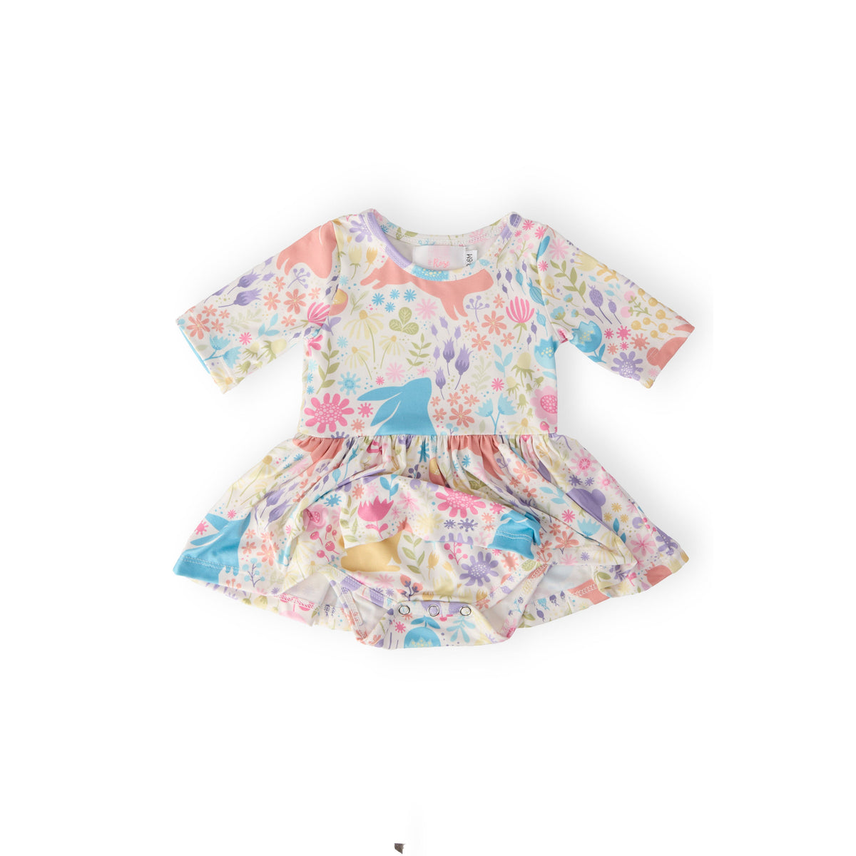 Pastel Floral Bunnies Twirl Bodysuit