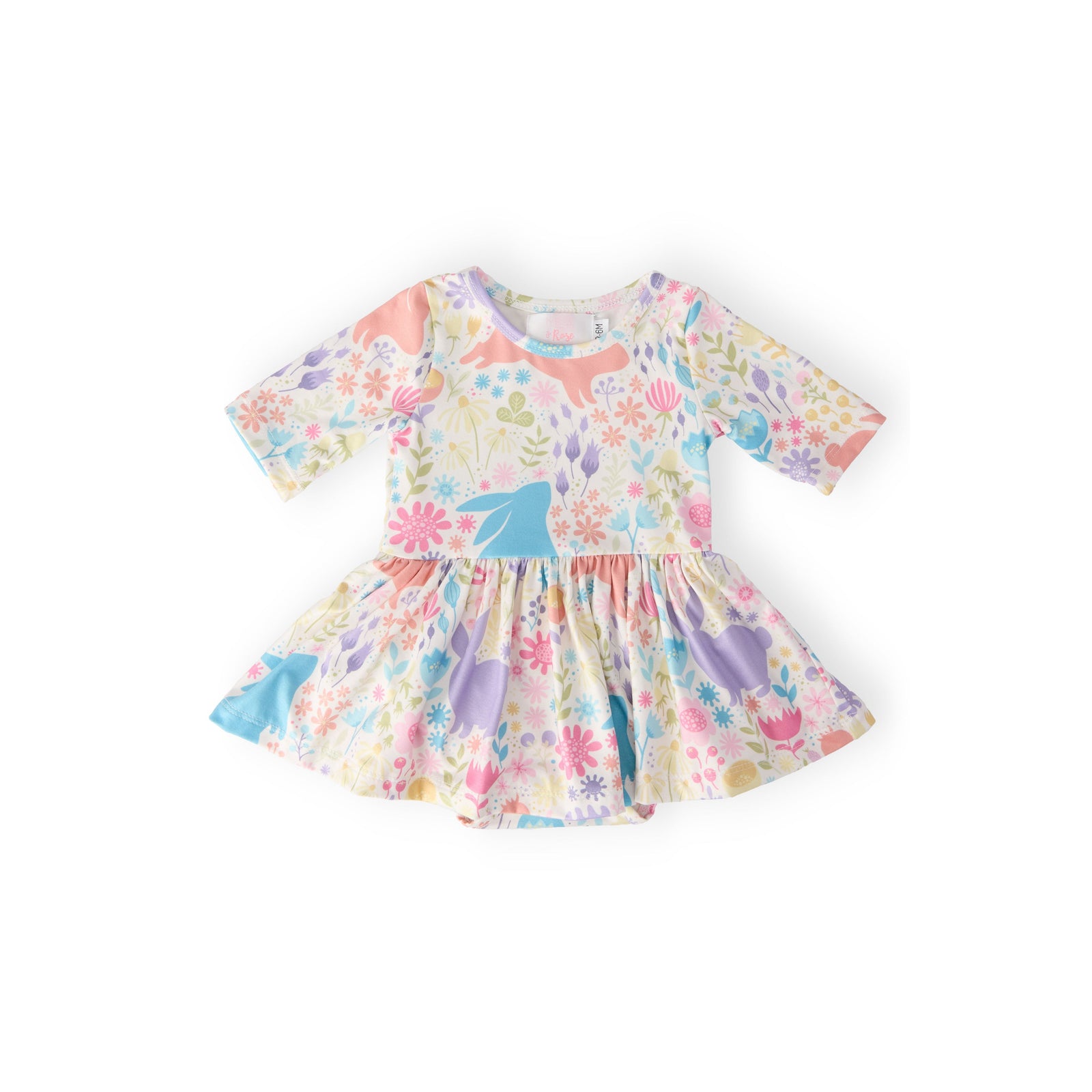 Pastel Floral Bunnies Twirl Bodysuit