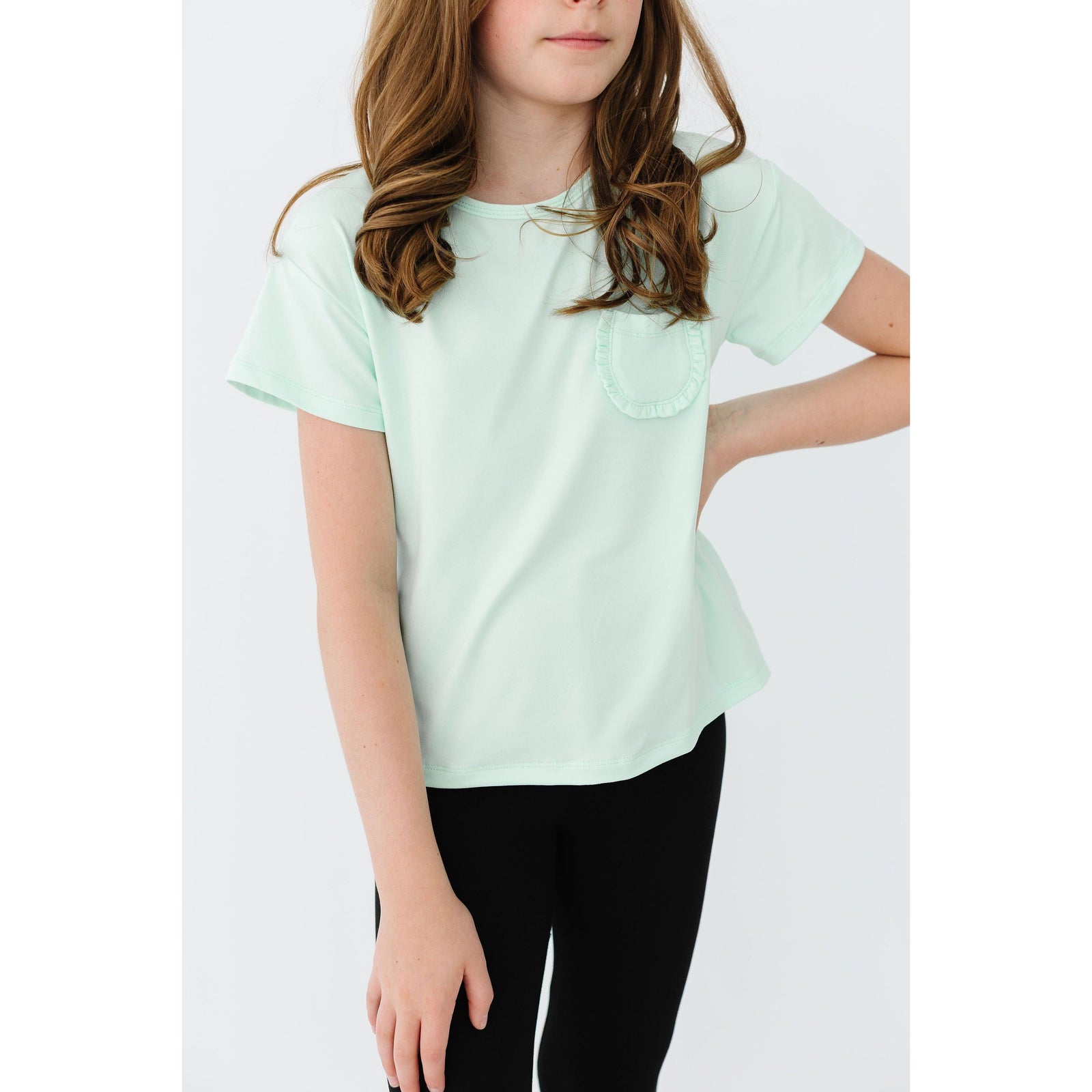 Pastel Green Ruffle Pocket Tee