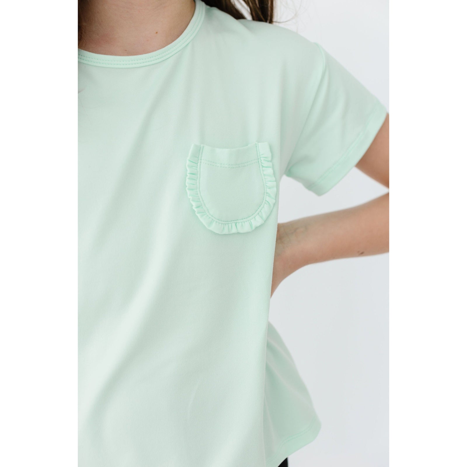 Pastel Green Ruffle Pocket Tee