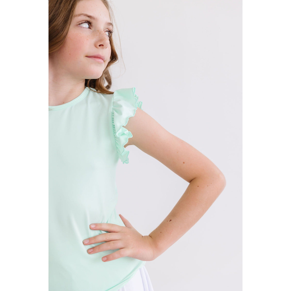 Pastel Green S/S Ruffle Tee