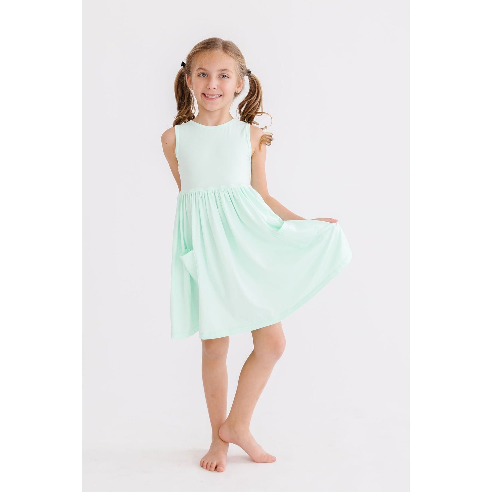 Pastel Green Tank Pocket Twirl Dress