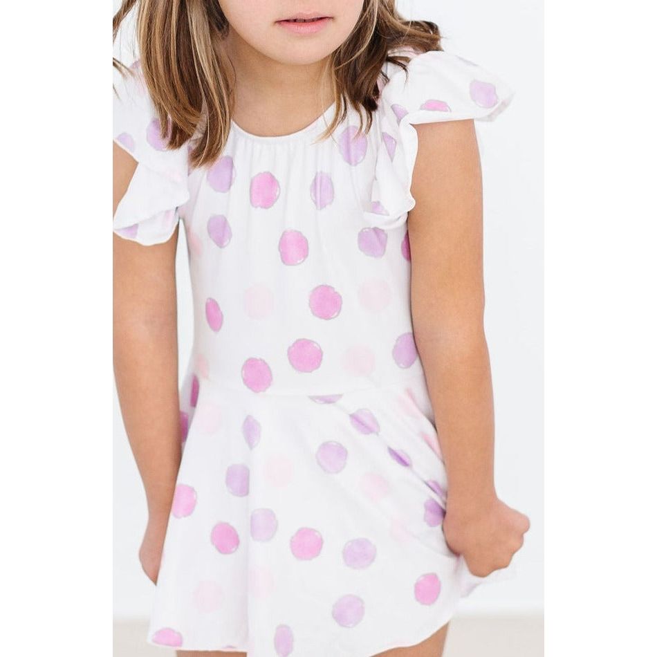 Pastel Polka Dot S/S Twirl Leotard