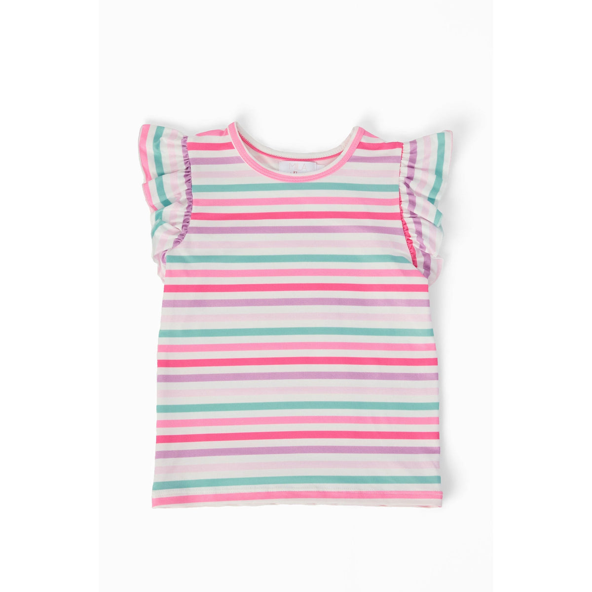 Pastel Stripes S/S Ruffle Tee