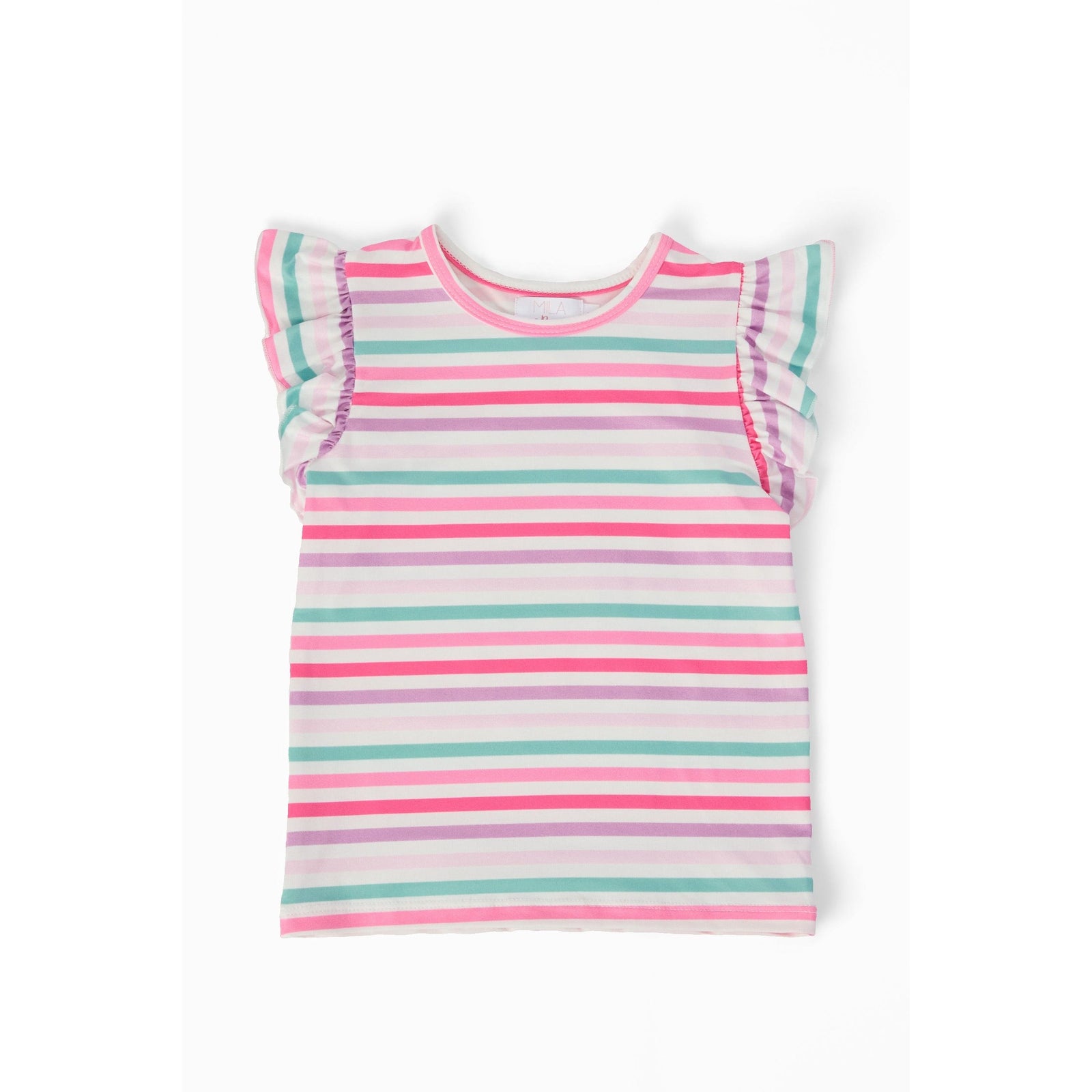 Pastel Stripes S/S Ruffle Tee