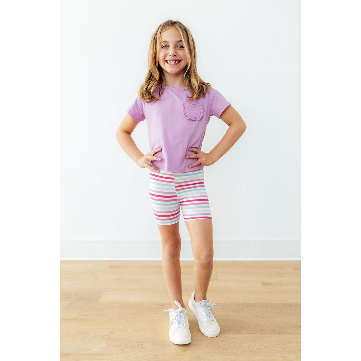 Bright Lilac Ruffle Pocket Tee