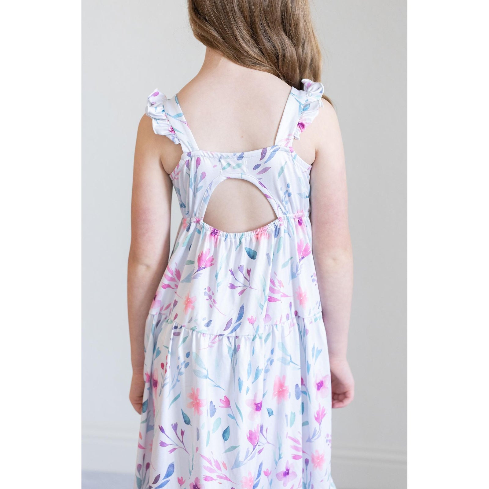 Pastel Wildflowers Ruffle Maxi Dress