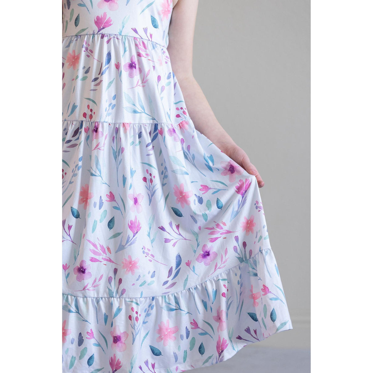 Pastel Wildflowers Ruffle Maxi Dress