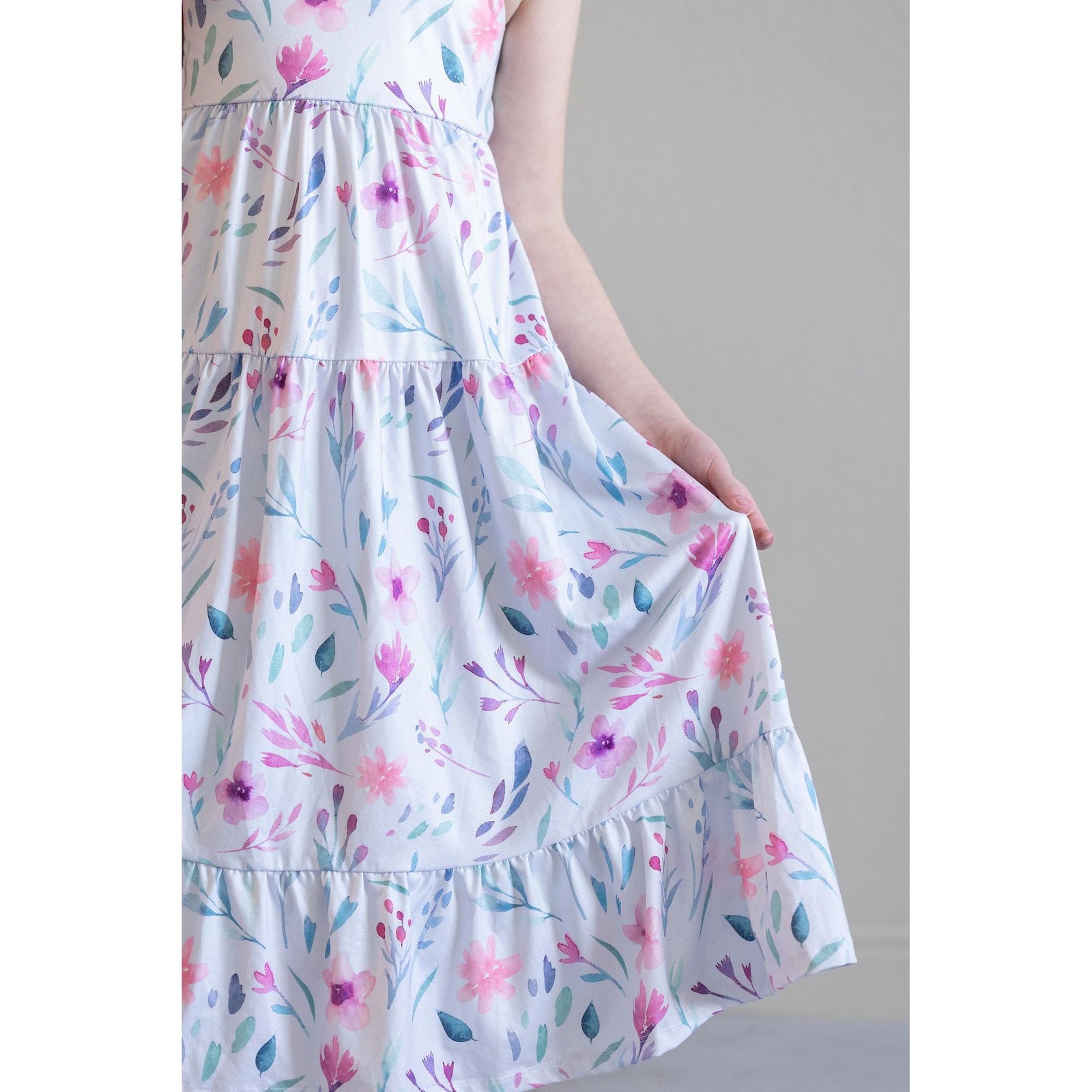 Pastel Wildflowers Ruffle Maxi Dress