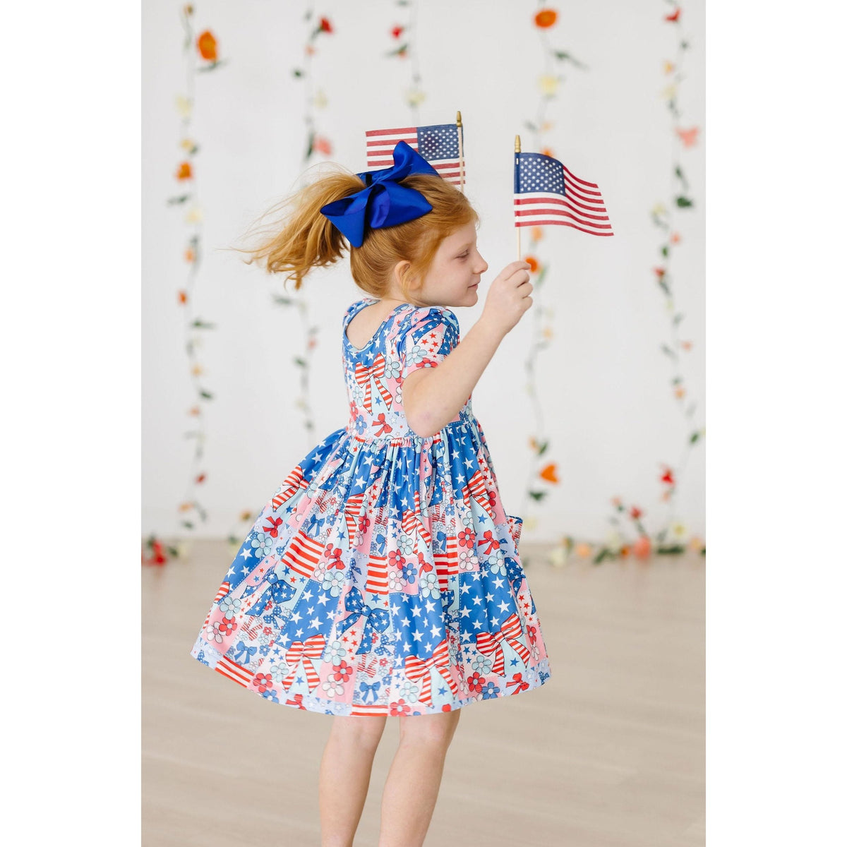 Patriotic Patchwork S/S Pocket Twirl Dress