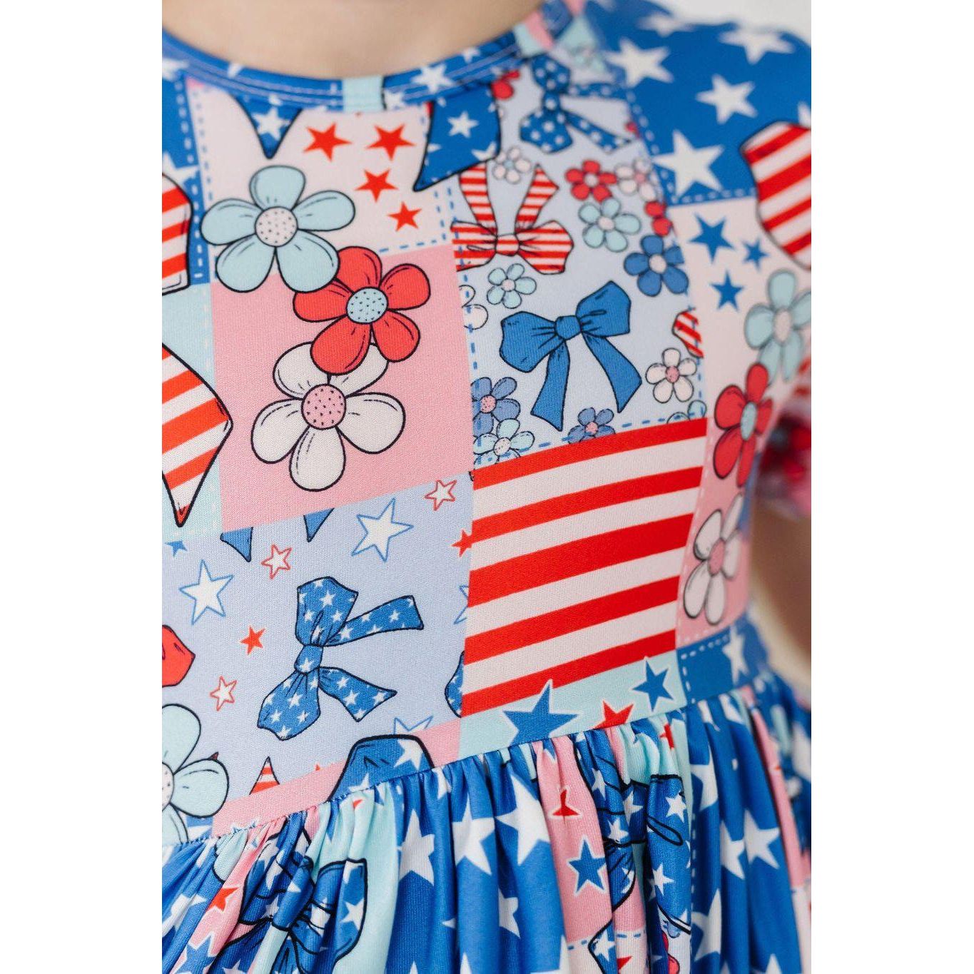 Patriotic Patchwork S/S Pocket Twirl Dress