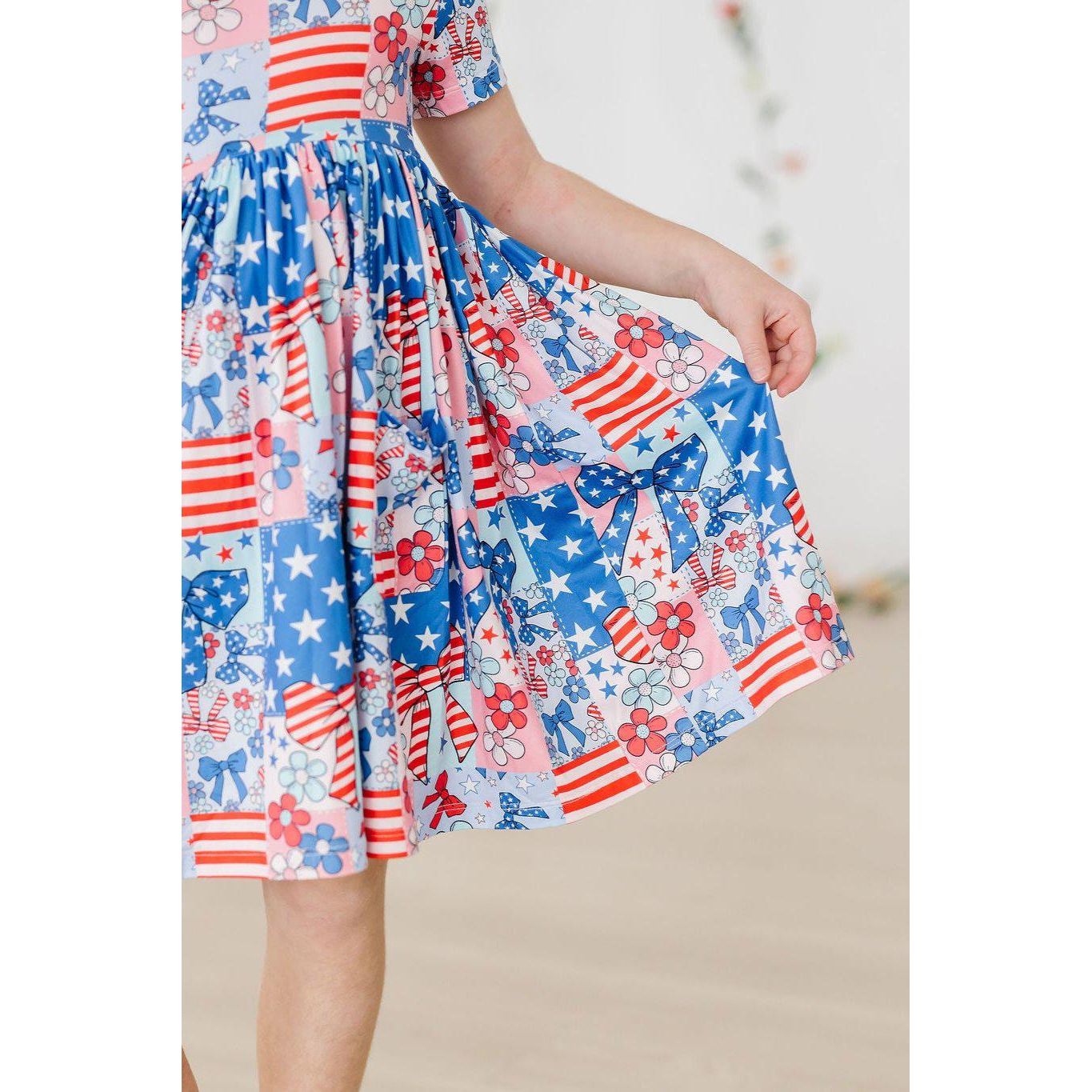 Patriotic Patchwork S/S Pocket Twirl Dress