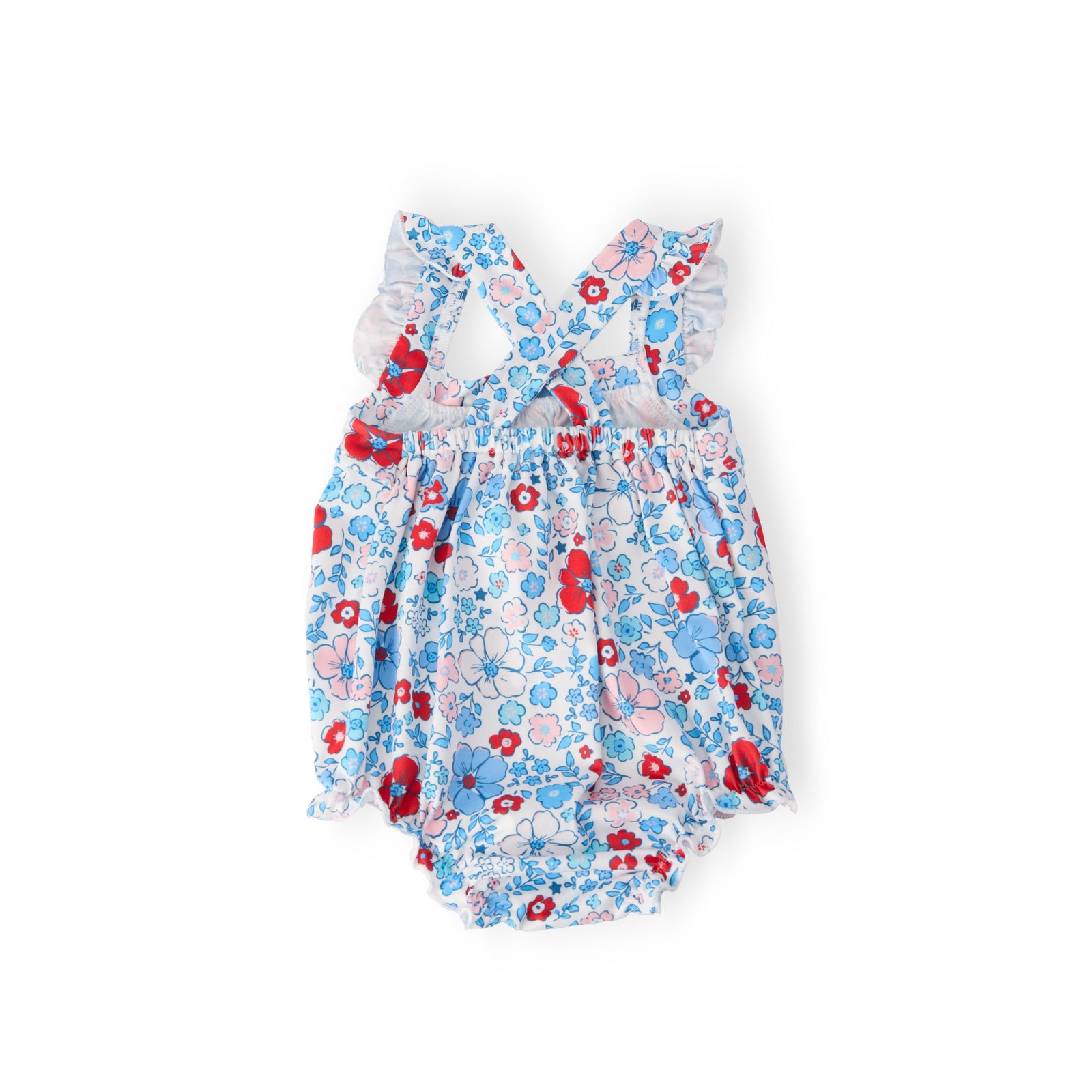 Patriotic Petals Ruffle Cross Back Romper