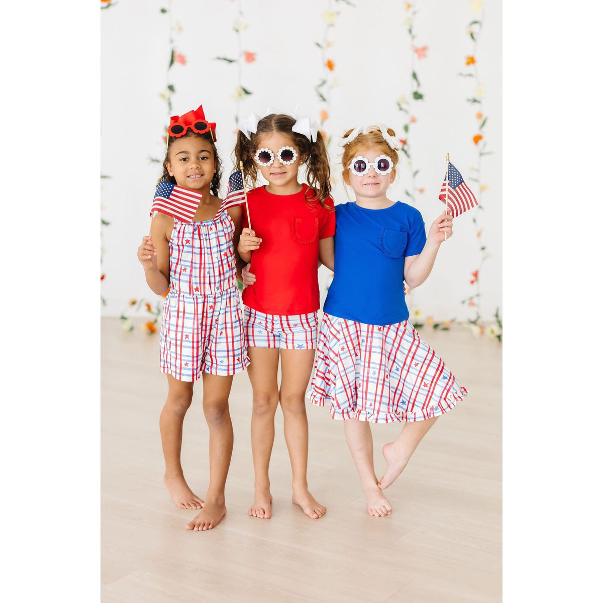 Patriotic Plaid Ruffle Twirl Skort