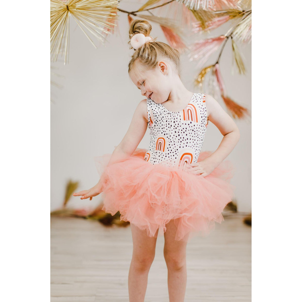 Peach Rainbow Tank Tutu Leotard