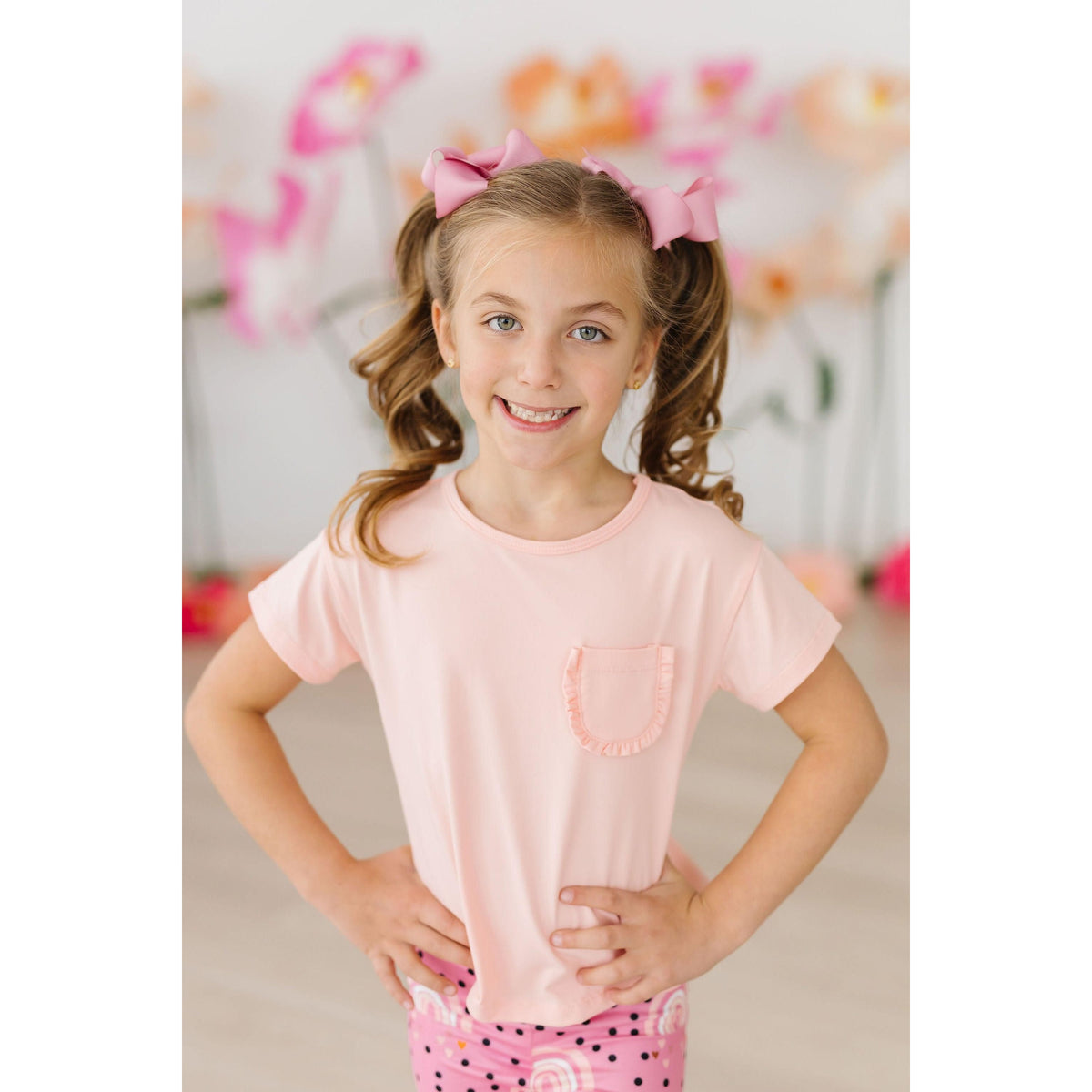 Peach Ruffle Pocket Tee