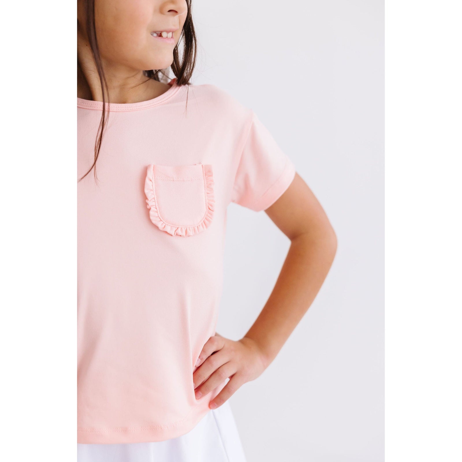 Peach Ruffle Pocket Tee