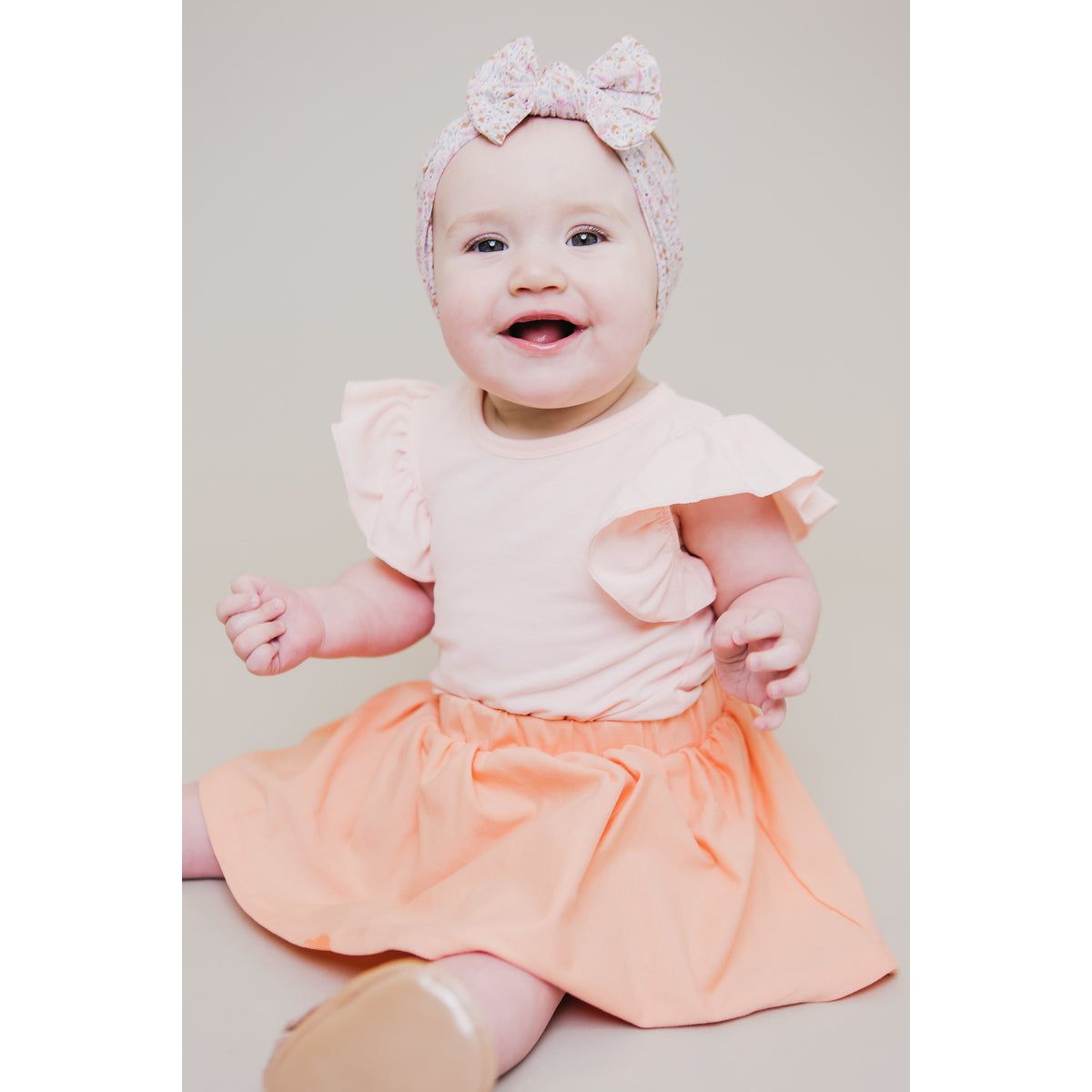 Peach S/S Flutter Bodysuit