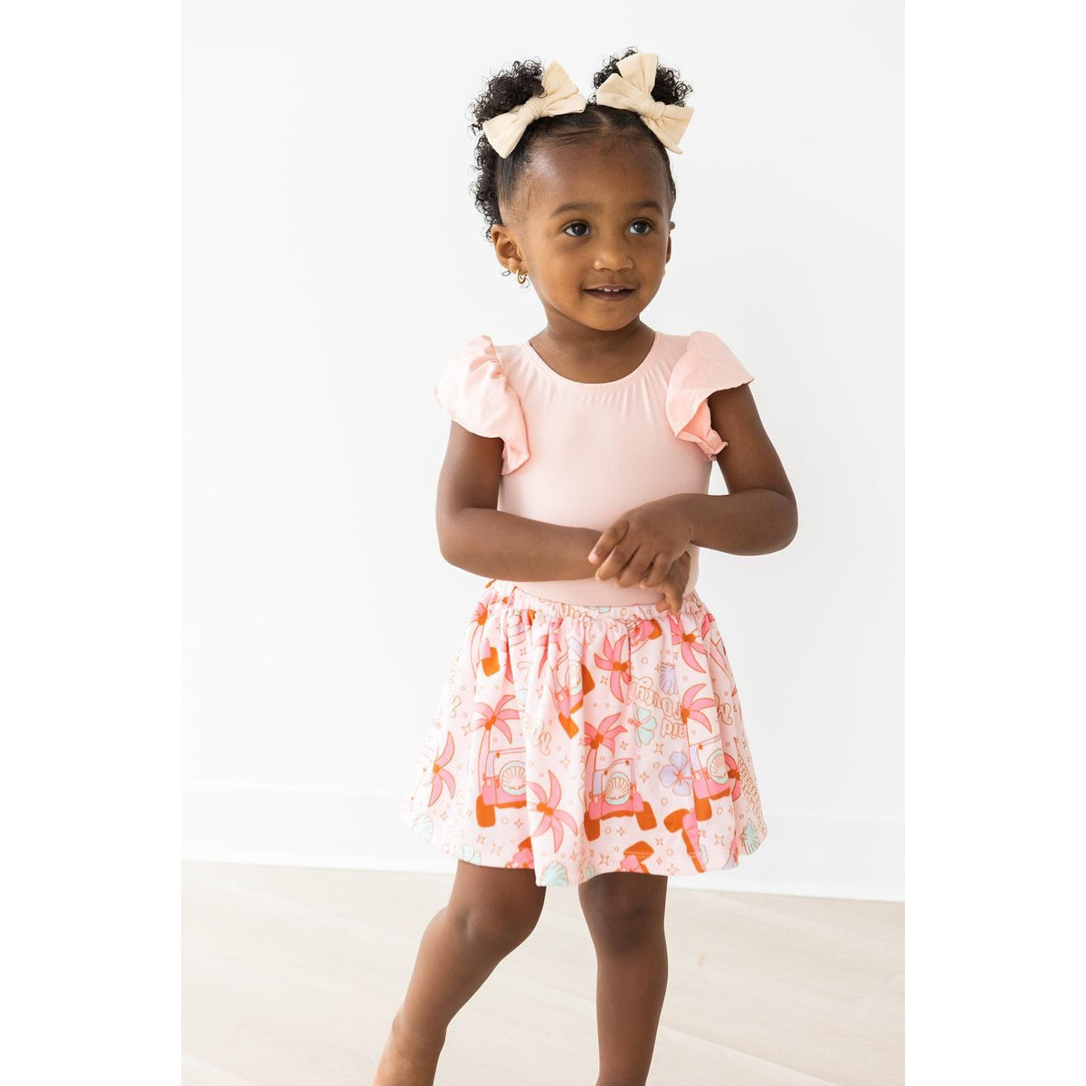 Peach S/S Flutter Sleeve Leotard