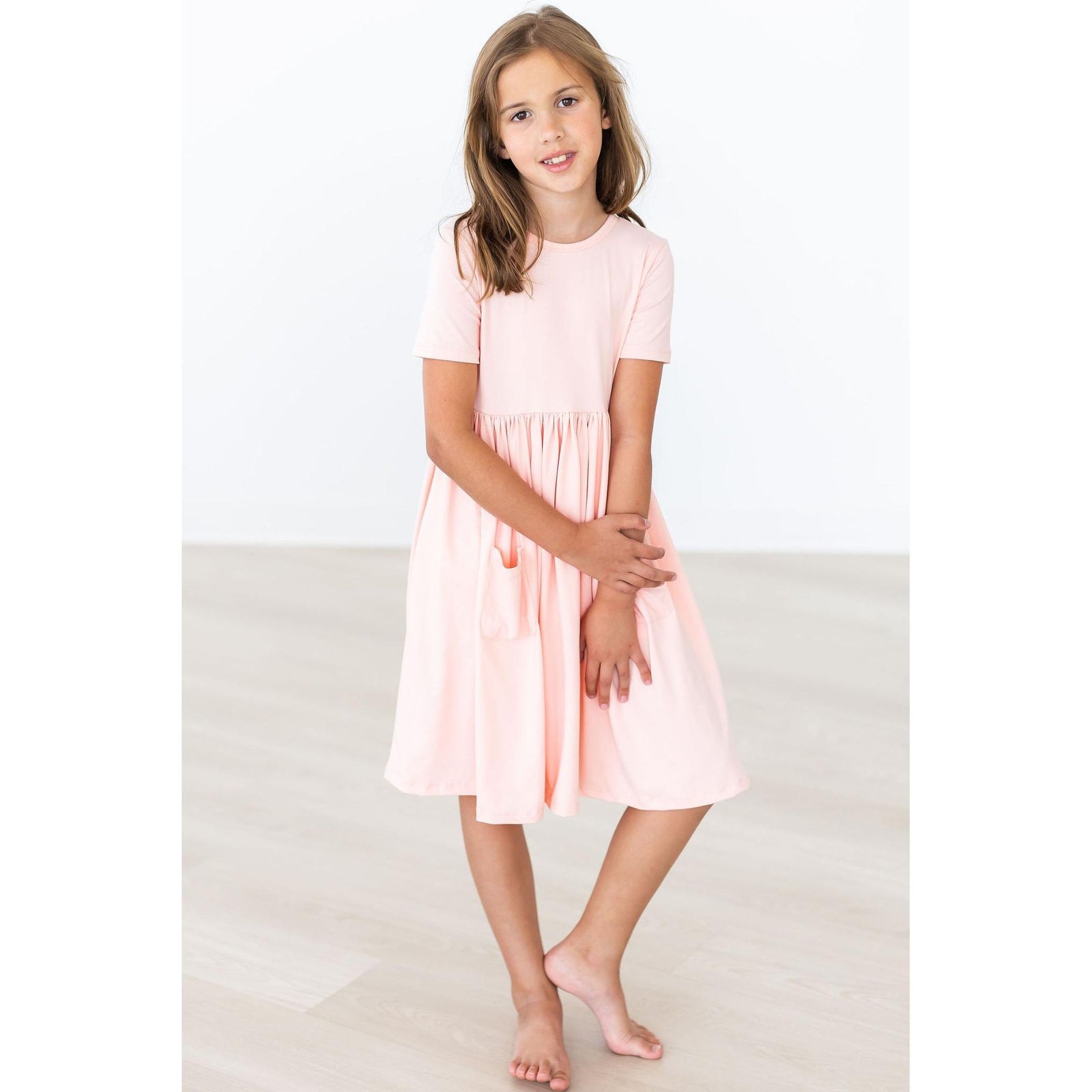 Peach S/S Pocket Twirl Dress