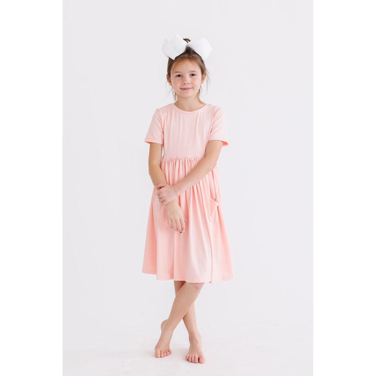 Peach S/S Pocket Twirl Dress