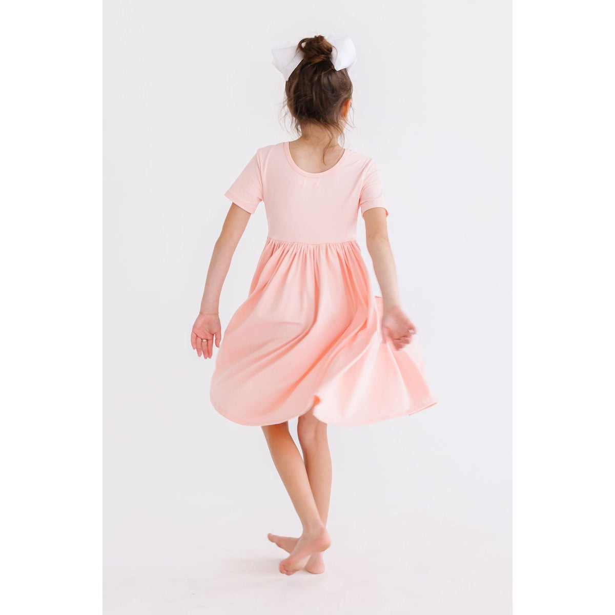 Peach S/S Pocket Twirl Dress
