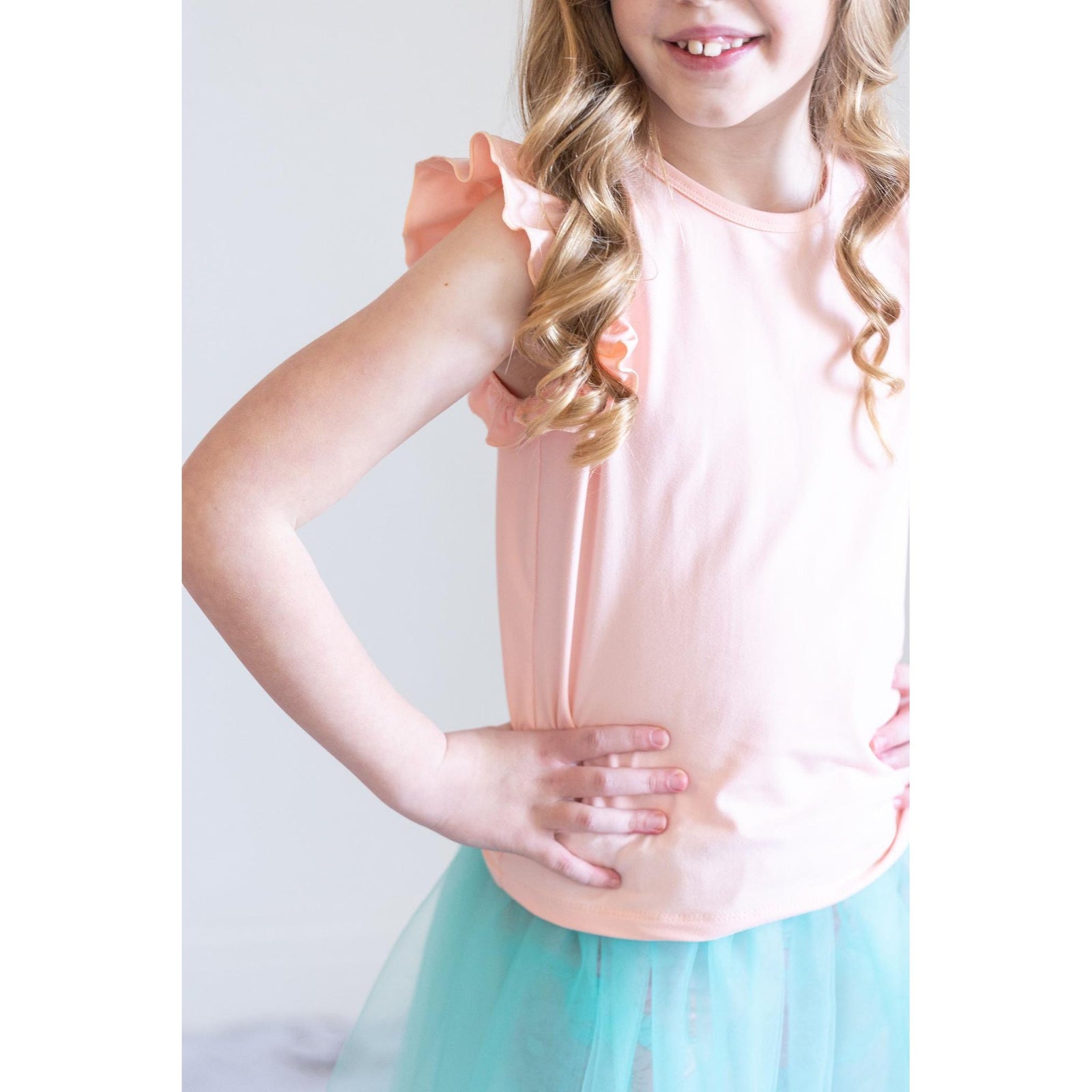 Peach S/S Ruffle Tee