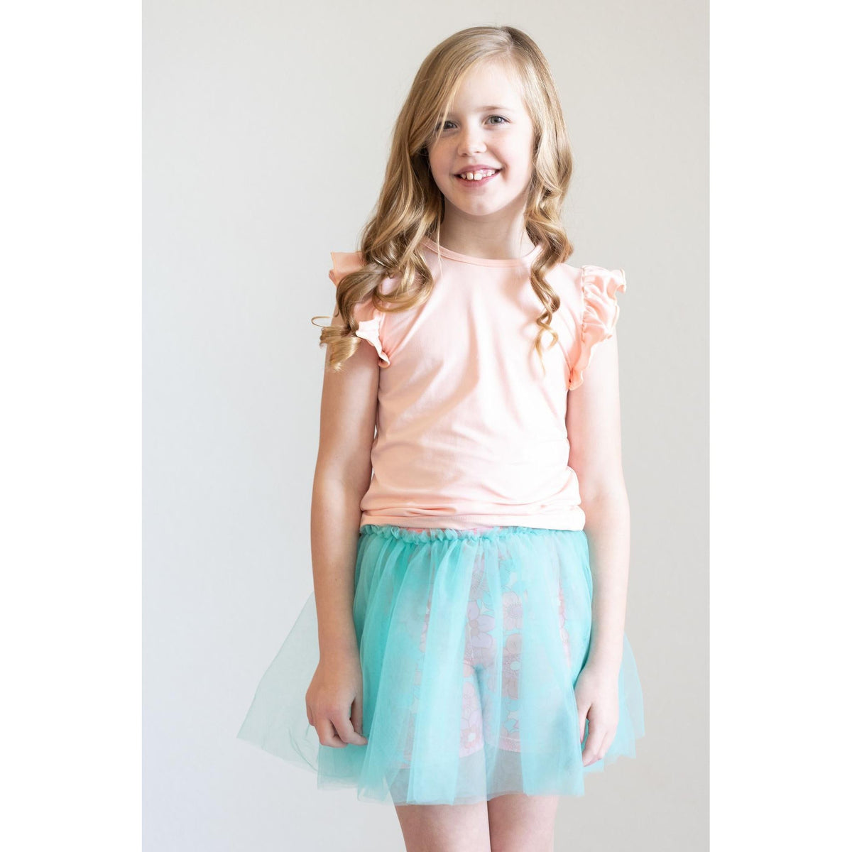 Peach S/S Ruffle Tee