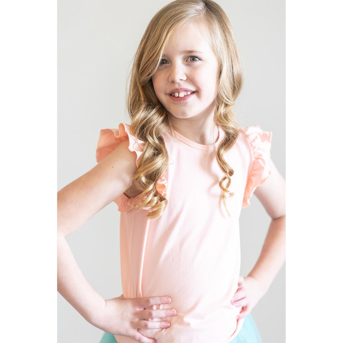 Peach S/S Ruffle Tee