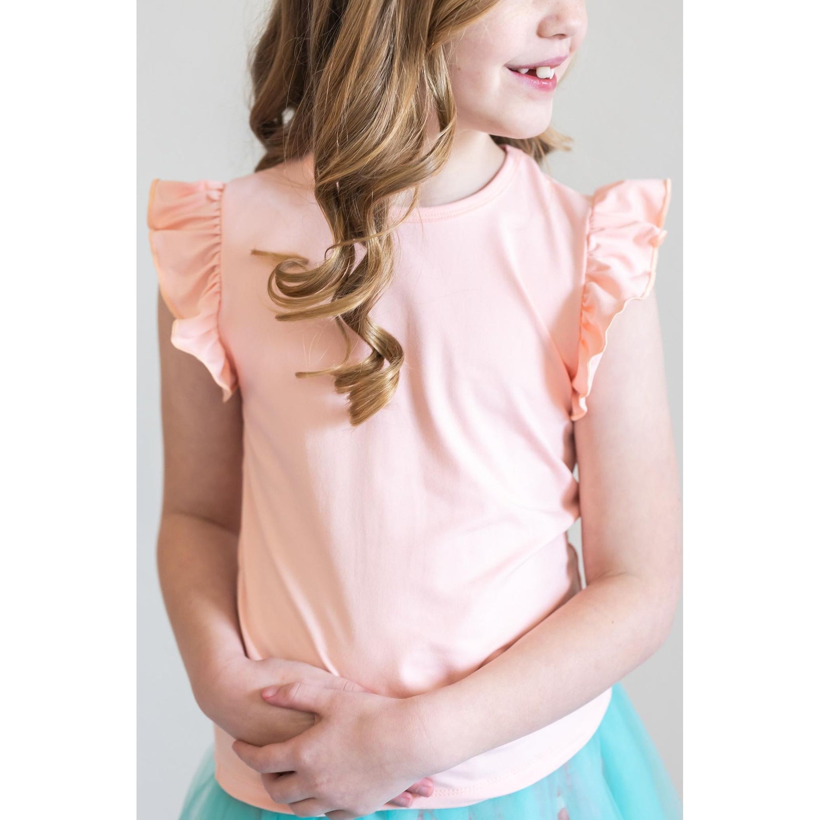 Peach S/S Ruffle Tee