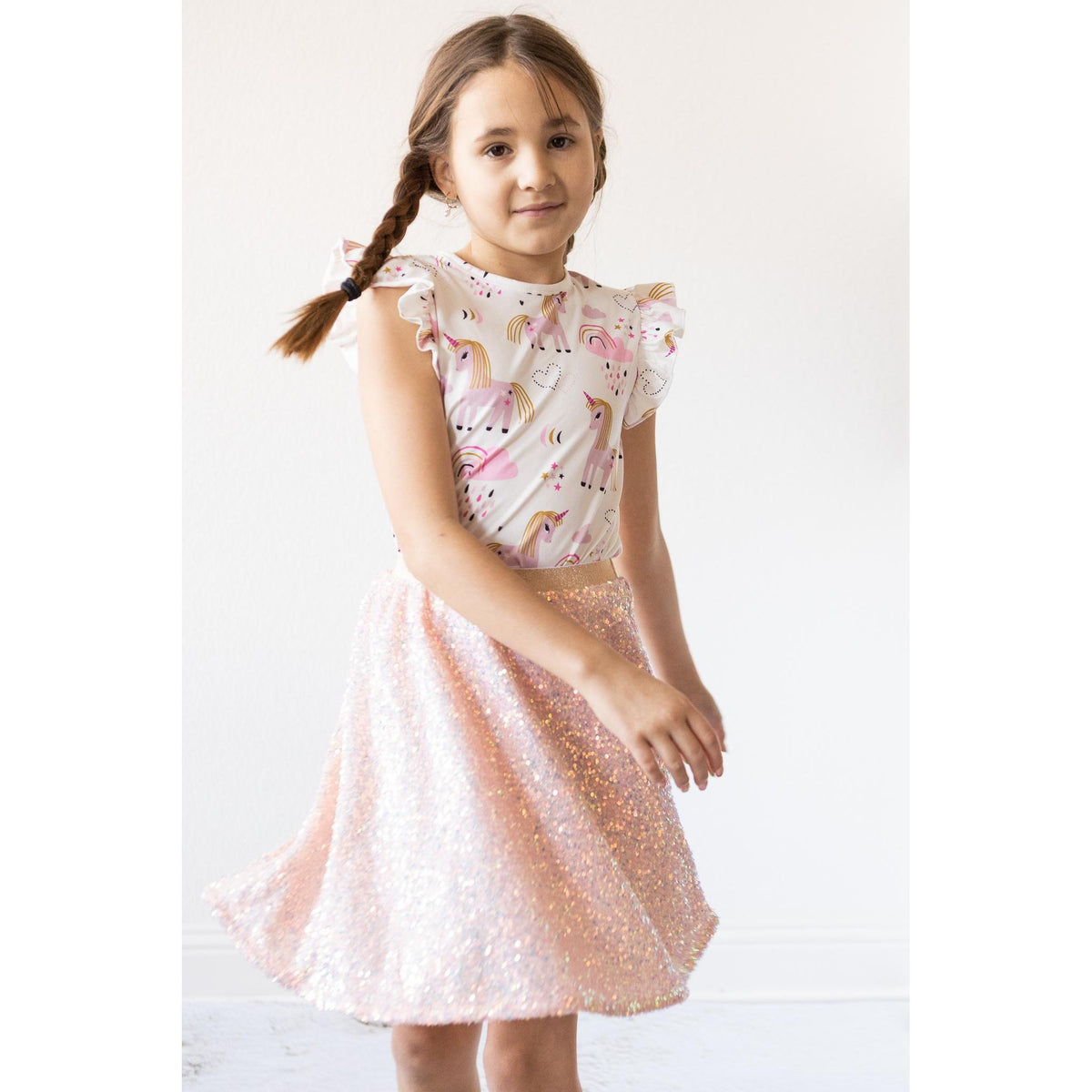 Peach Sequin Twirl Skort