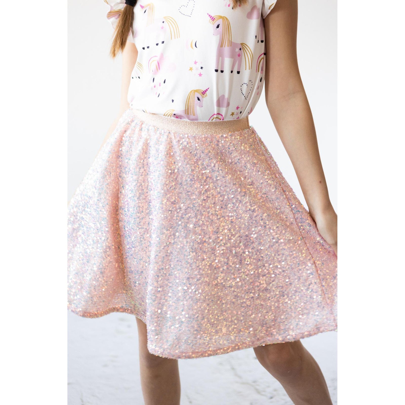 Peach Sequin Twirl Skort