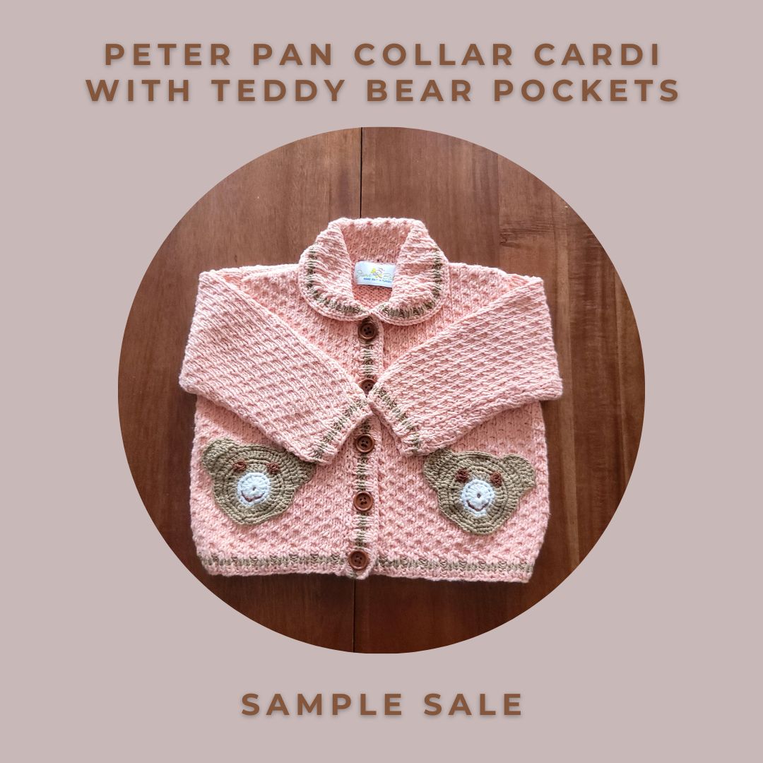 Peter Pan Collar Cardi with Teddy Bear Pockets