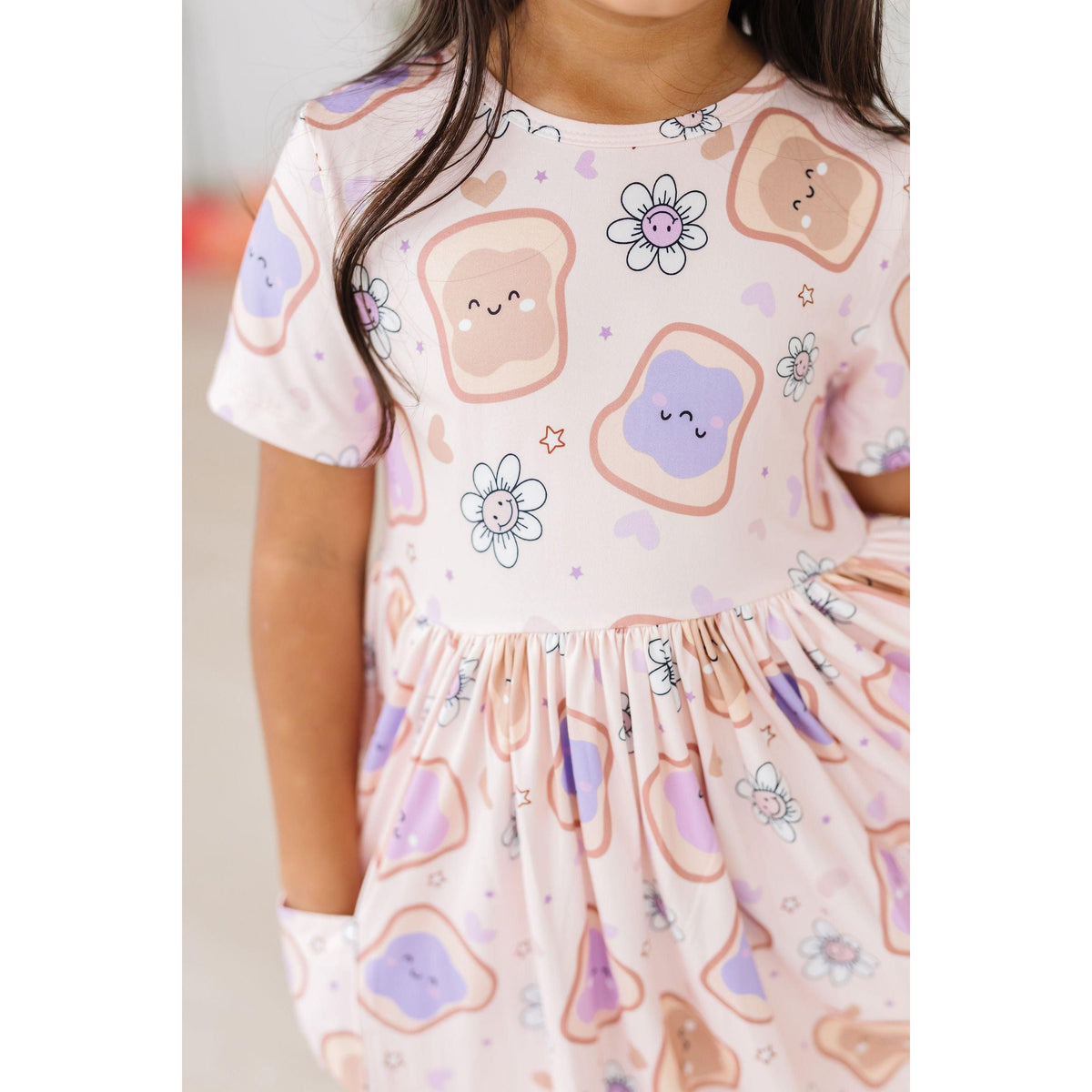 Peanut Butter Jelly Time S/S Pocket Twirl Dress